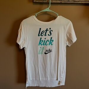Nike White and Teal Graphic Tee